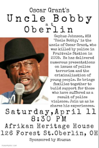 Read more about the article Love Not Blood Campaign Speaks to Oberlin University African Heritage House April 11th 2015